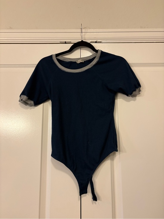 Free People Tops - Free People Navy Bodysuit with Gray Trim